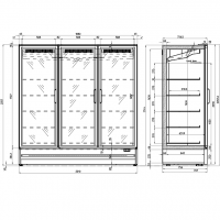 Vitrine surgelée 3 portes - coupe