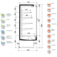 Vitrine froide murale - coupe