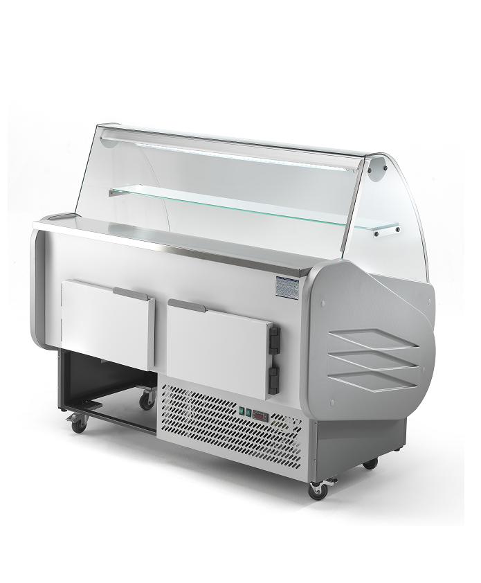 Comptoir froid traditionnel à vitre bombée