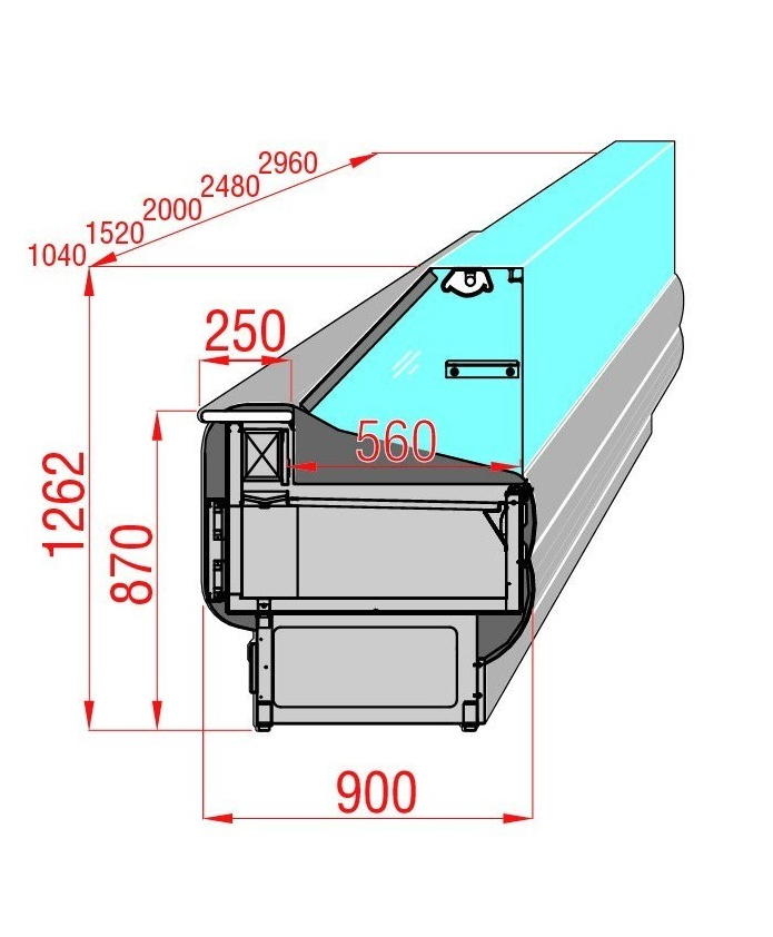 Comptoir froid traditionnel - coupe