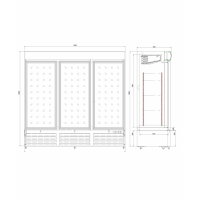 Vitrine murale froid positif 3 portes