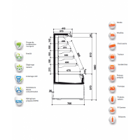 Vitrine réfrigérée semi-verticale CURL - coupe