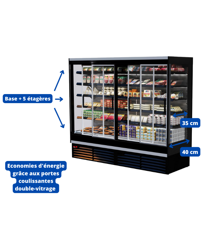 Vitrine refrigeree verticales portes coulissantes