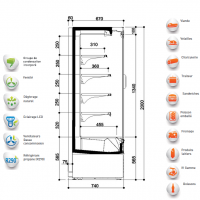 Vitrine réfrigérée verticale - coupe